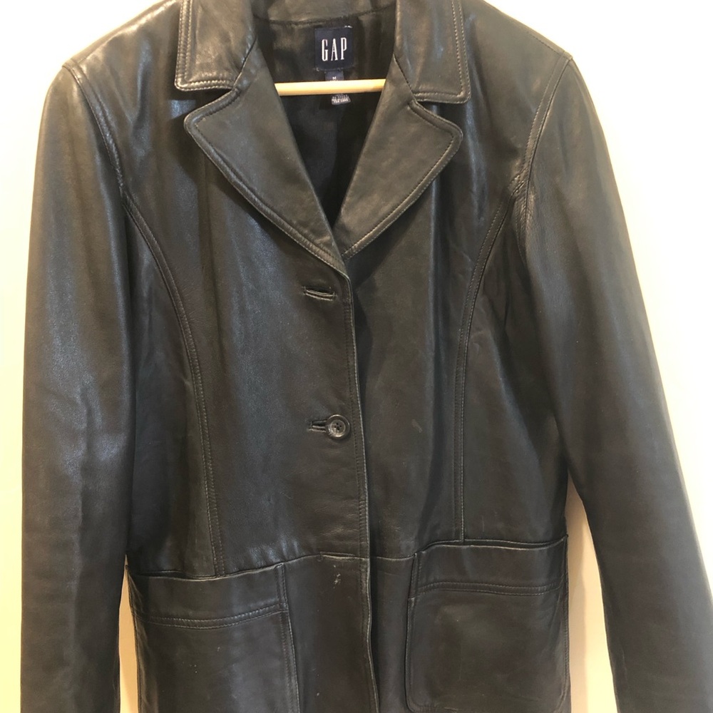 GAP Women's Vintage Black Leather Jacket